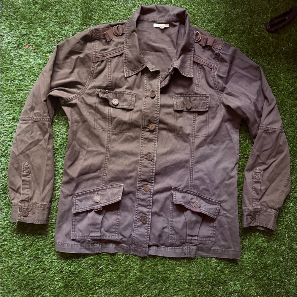 Maurices vintage greyish military jacket with buckles